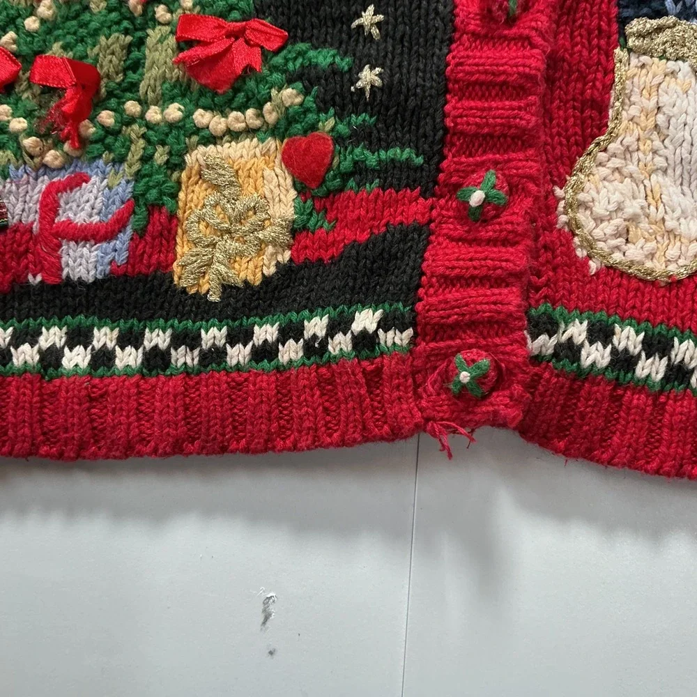 VTG Y2K Tiara International Granny Christmas Ugly Sweater Girls 16 Fits Women S